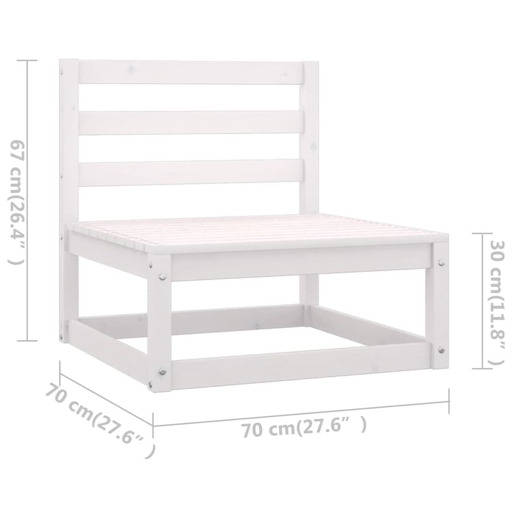 9-tlg. Garten-Lounge-Set mit Kissen Weiss Kiefer Massivholz